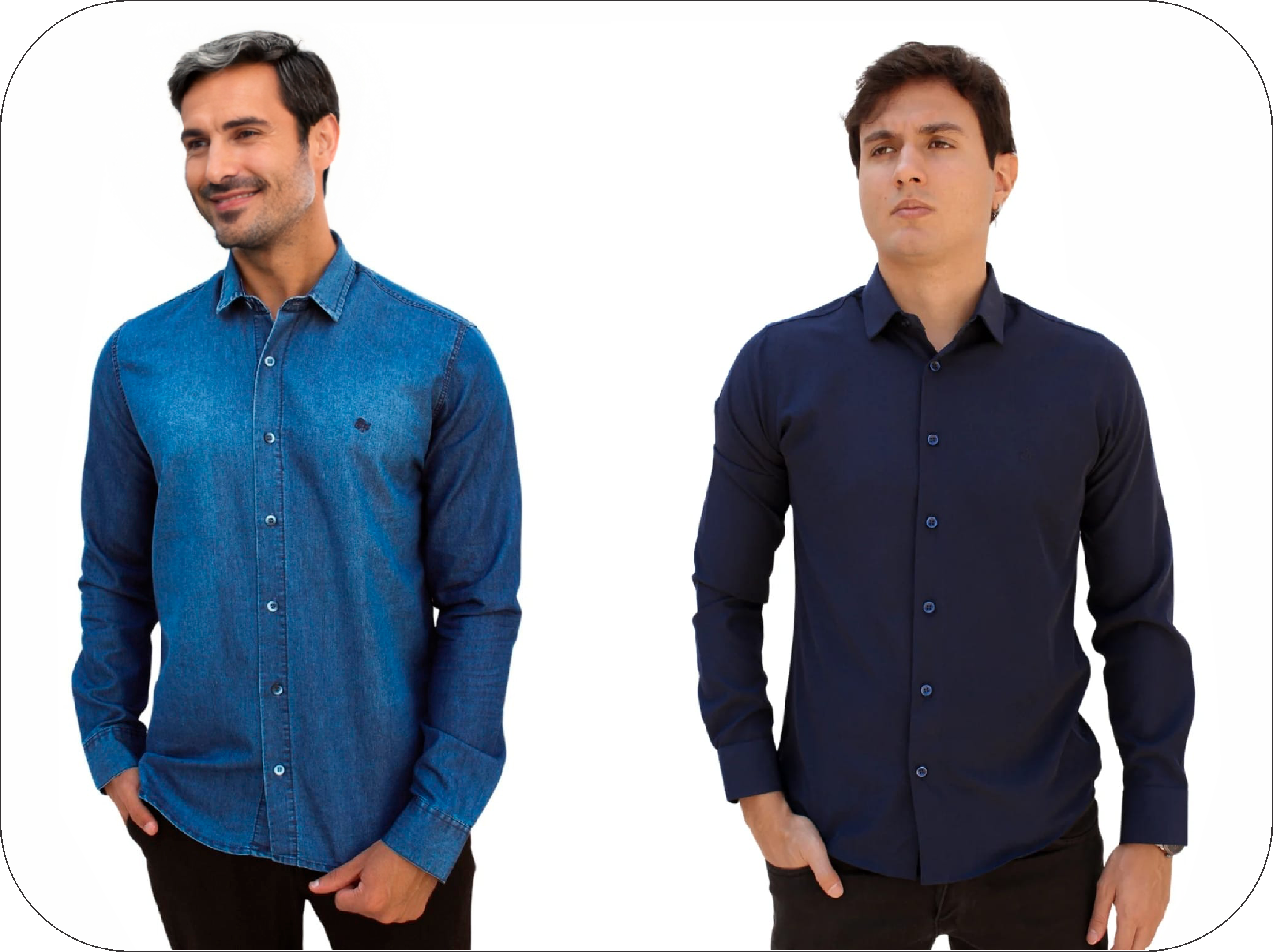 KIT: CAMISA CONFORT ELEGANCE + CAMISA JEANS CASUAL (BRINDE)
