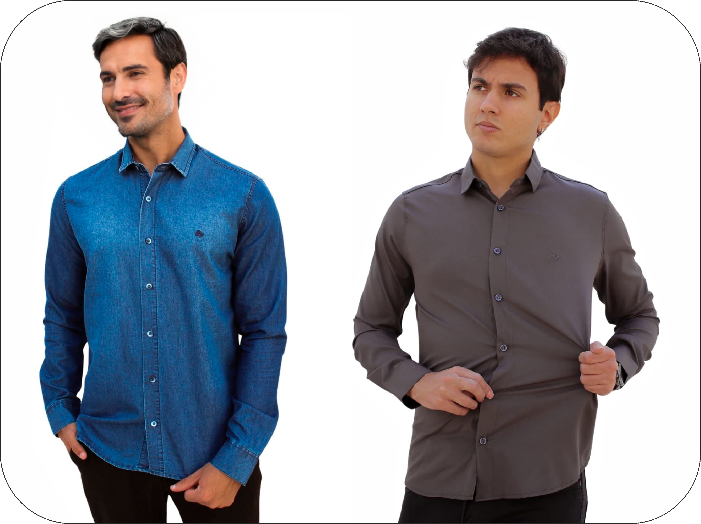 KIT: CAMISA CONFORT ELEGANCE + CAMISA JEANS CASUAL (BRINDE)