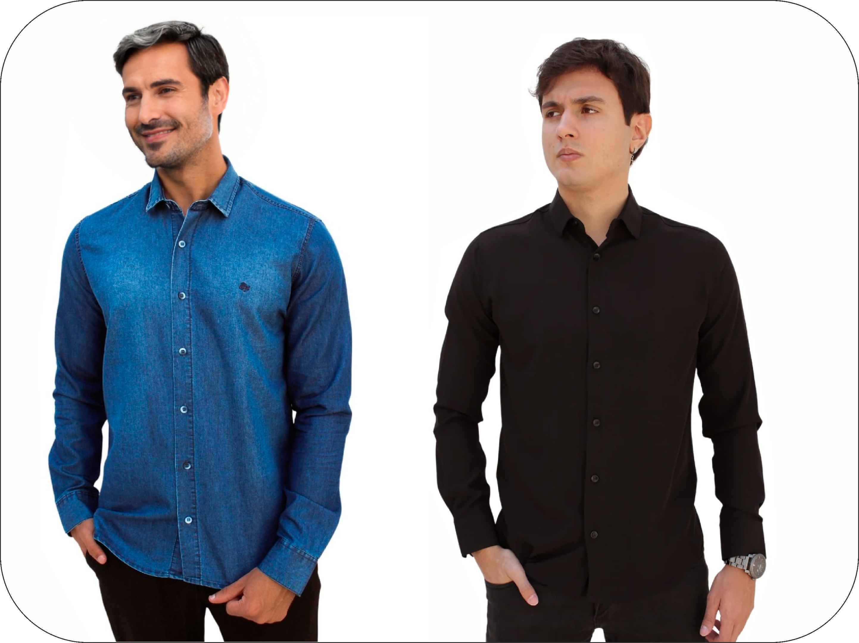 KIT: CAMISA CONFORT ELEGANCE + CAMISA JEANS CASUAL (BRINDE)